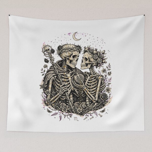 Item preview, Kintsugi Skeleton Couple Gothic Dark Fantasy Art Print designed and sold by One City Two Children Studio.