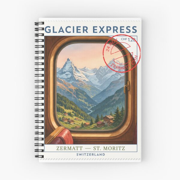 Item preview, Glacier Express • Zermatt to St Moritz • Switzerland Railway Stamp designed and sold by stickercuffs.