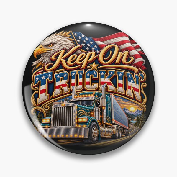 Item preview, Keep On Truckin’ Semi Truck – Patriotic American Trucker Eagle Design designed and sold by Emoji Emblems.