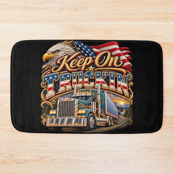 Item preview, Keep On Truckin’ Semi Truck – Patriotic American Trucker Eagle Design designed and sold by Emoji Emblems.