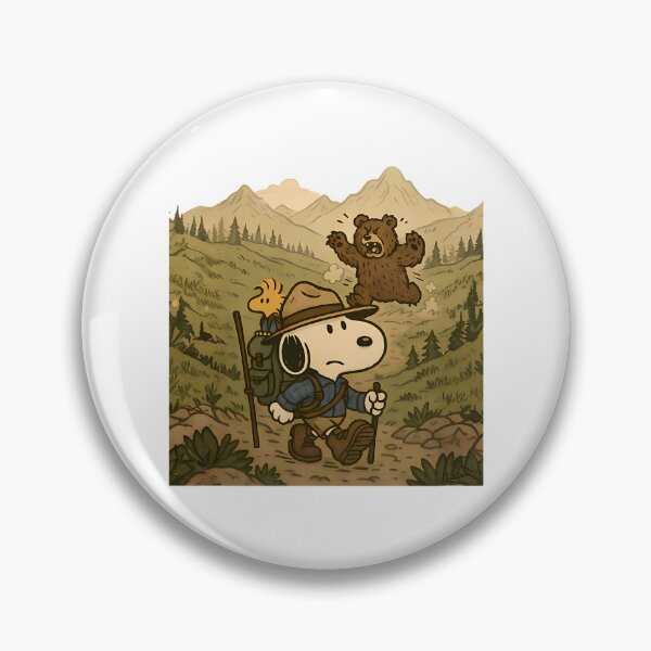 Item preview, Snoopy Hiking  Vintage Wilderness Art With  Bear Chase designed and sold by CatheriSchiller.