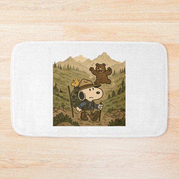 Item preview, Snoopy Hiking  Vintage Wilderness Art With  Bear Chase designed and sold by CatheriSchiller.