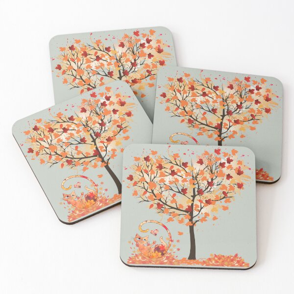 Item preview, Autumn leaves cat and tree of love designed and sold by 247DesignStudio.