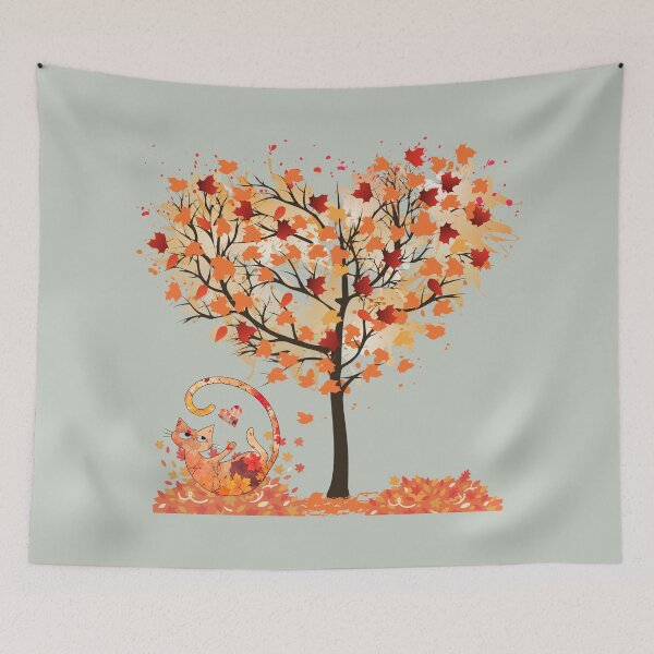 Item preview, Autumn leaves cat and tree of love designed and sold by 247DesignStudio.