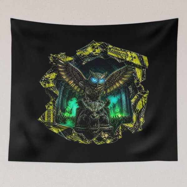 Item preview, Gothic Cyberpunk Owl Radioactive Tape Frame Art designed and sold by LazyDayzCo.