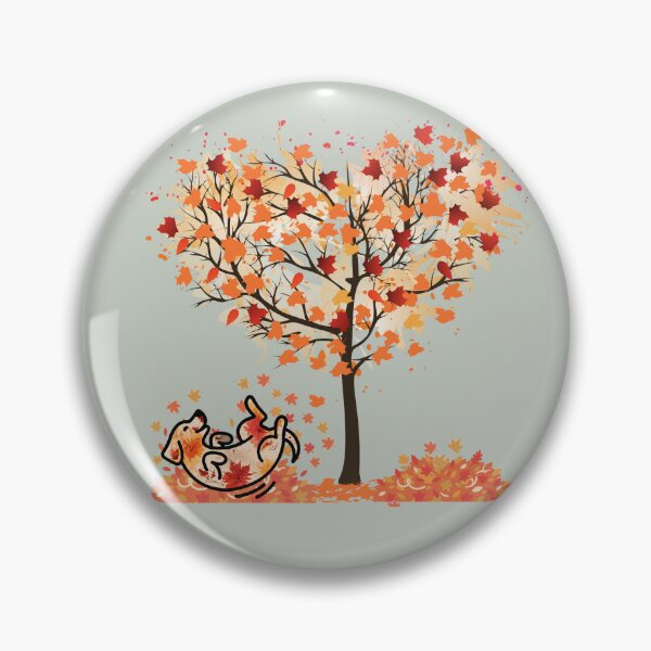 Item preview, Autumn leaves dog rolling under tree of love designed and sold by 247DesignStudio.