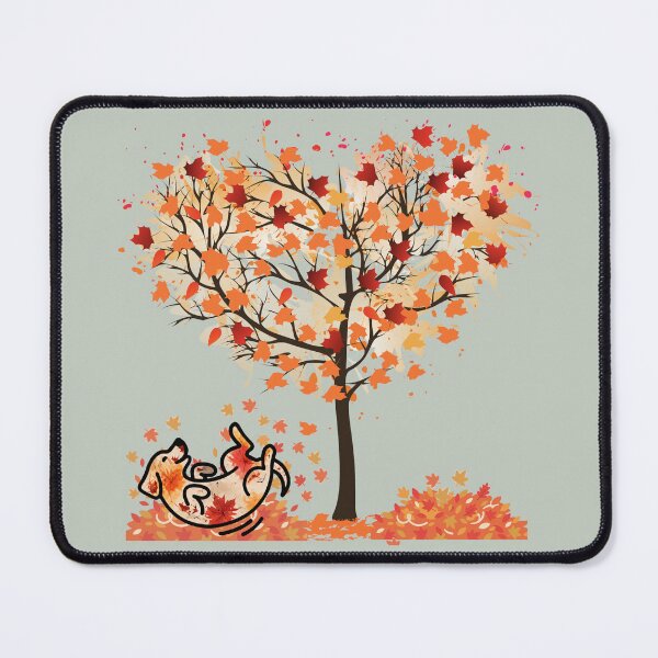 Item preview, Autumn leaves dog rolling under tree of love designed and sold by 247DesignStudio.