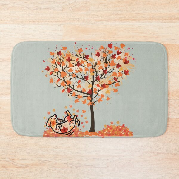 Item preview, Autumn leaves dog rolling under tree of love designed and sold by 247DesignStudio.