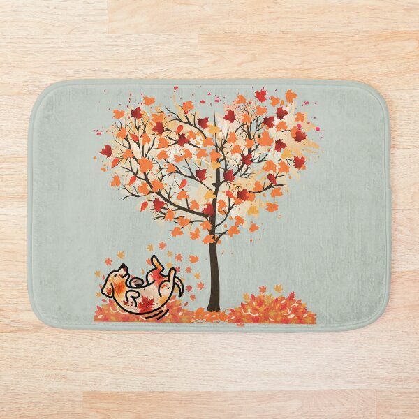 Aperçu de l'œuvre feuilles d'automne chien roulant sous l'arbre de l'amour créée et vendue par 247DesignStudio.