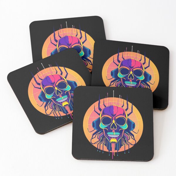 Item preview,  Cyberpunk Mechanical Skull - Neon Synthwave Tech Art designed and sold by ERODED SELF.