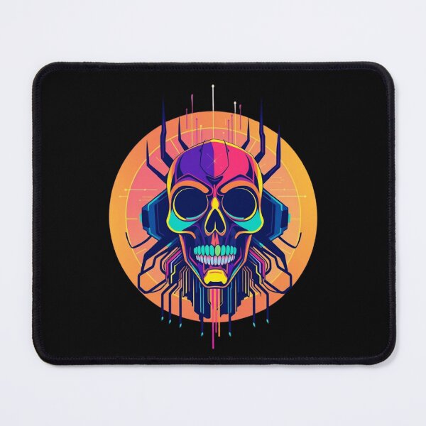Item preview, Cyberpunk Mechanical Skull - Neon Synthwave Tech Art designed and sold by ERODED SELF.