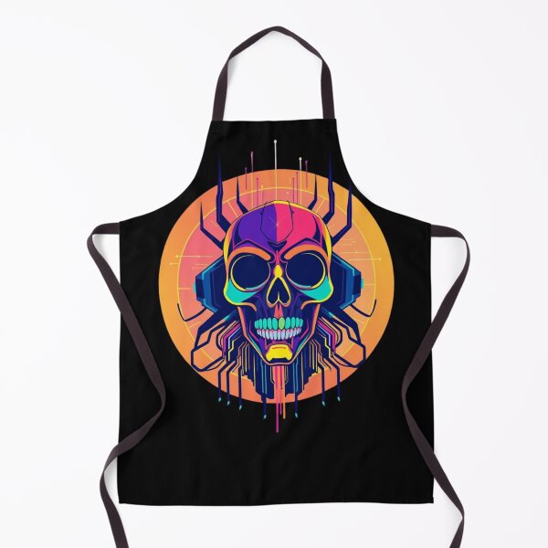 Item preview,  Cyberpunk Mechanical Skull - Neon Synthwave Tech Art designed and sold by ERODED SELF.