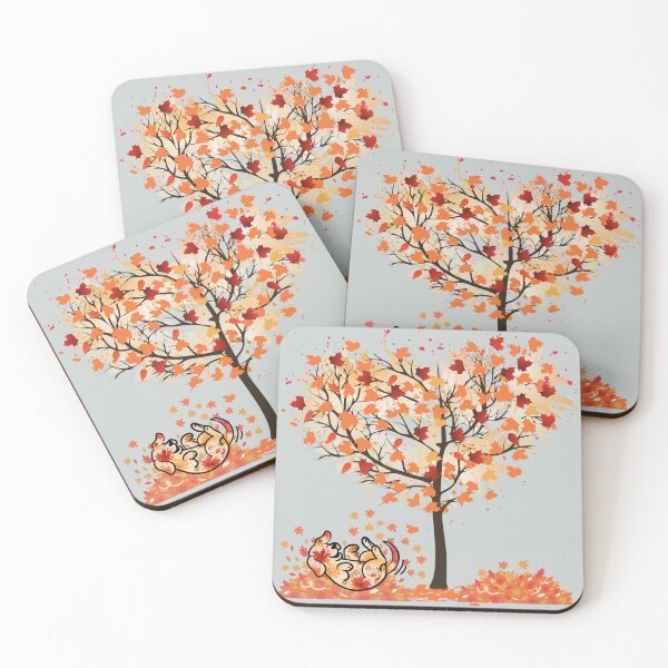 Item preview, Autumn leaves dog rolling under tree of love  designed and sold by Doodles Down South.