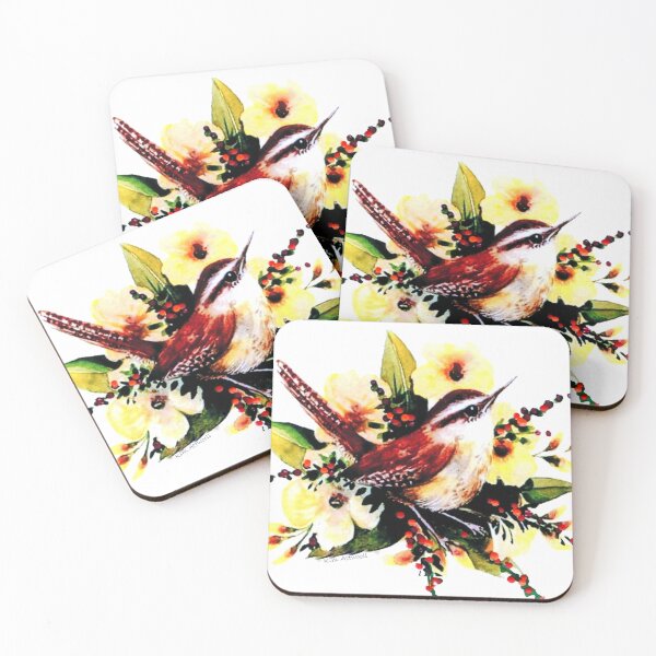 Item preview, Wren and berries, original watercolor. designed and sold by aswoa.