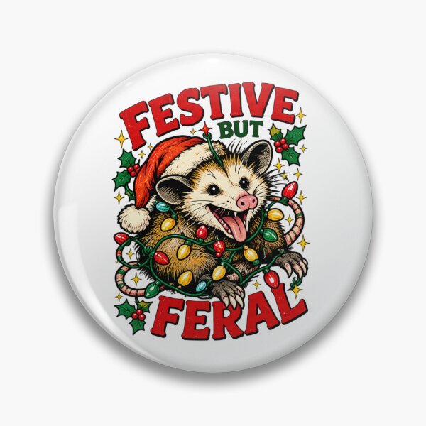 Item preview, Festive But Feral Christmas Opossum designed and sold by The-Strikes.