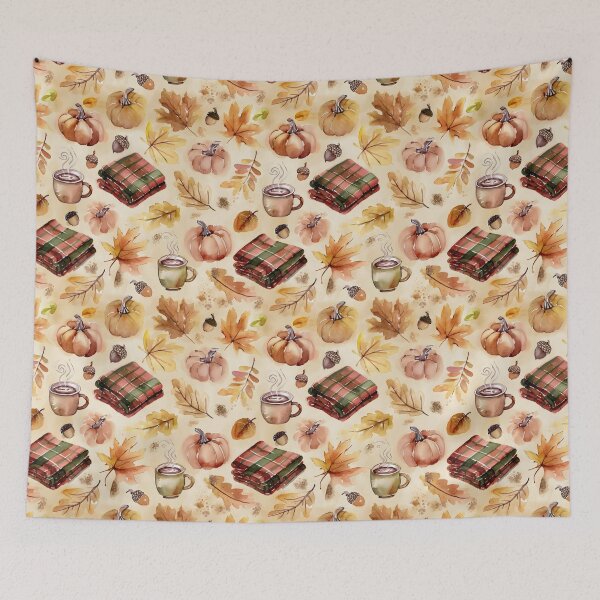 Item preview, Cozy Watercolor Autumn – Flannel, Coffee and Pumpkins designed and sold by ViktoriaARose.