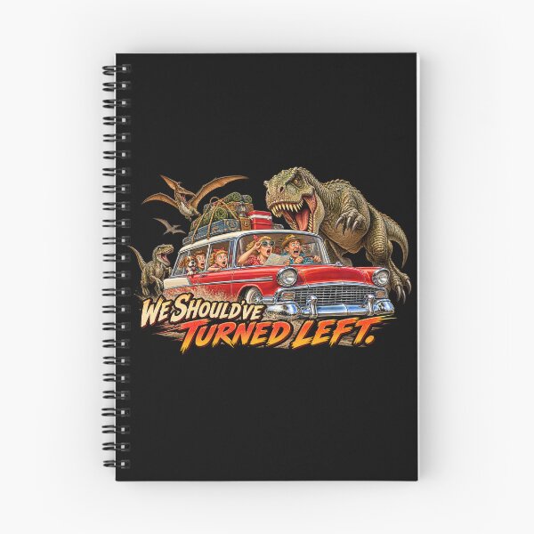 Item preview, We Should’ve Turned Left – Funny Dinosaur Road Trip designed and sold by Classic Chaos Creations.
