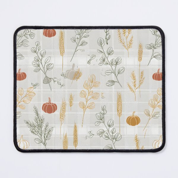 Item preview, Pale Blue Flannel Autumn – Pumpkin and Wheat Line Art designed and sold by ViktoriaARose.