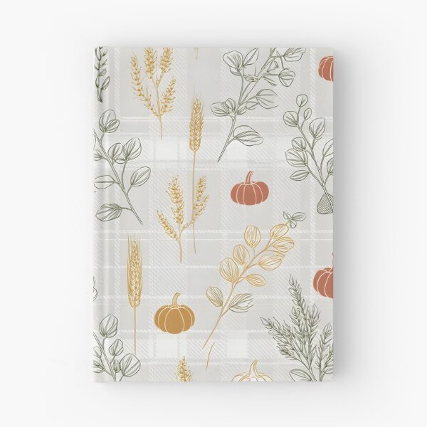 Item preview, Pale Blue Flannel Autumn – Pumpkin and Wheat Line Art designed and sold by ViktoriaARose.