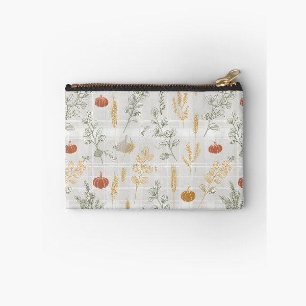 Item preview, Pale Blue Flannel Autumn – Pumpkin and Wheat Line Art designed and sold by ViktoriaARose.