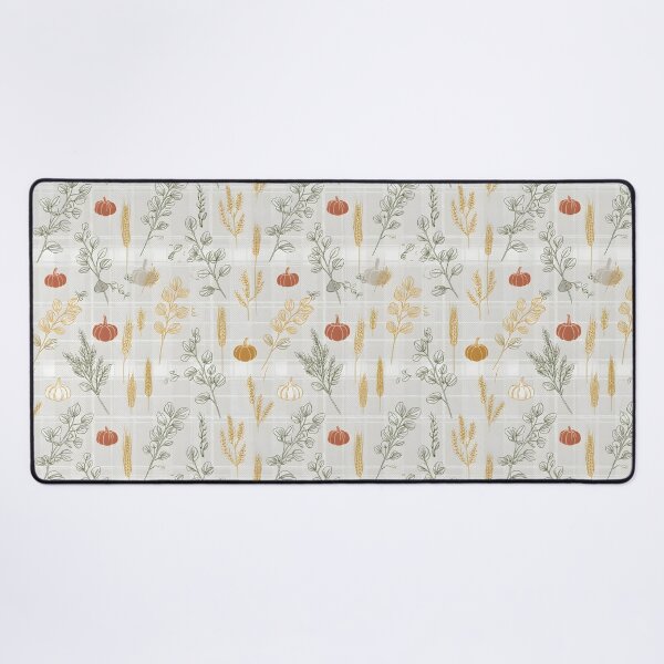 Item preview, Pale Blue Flannel Autumn – Pumpkin and Wheat Line Art designed and sold by ViktoriaARose.