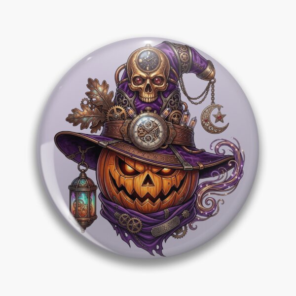 Item preview, Steampunk Pumpkin Skull Witch Hat Gothic Halloween designed and sold by BreezifyDesignStudio.