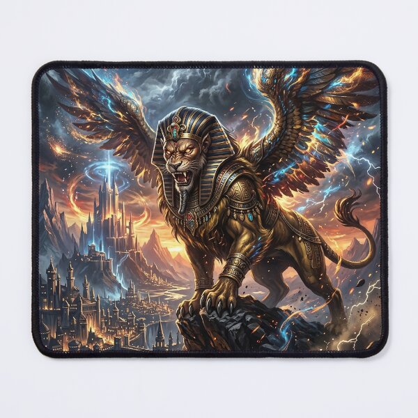 Item preview, Egyptian Sphinx Overlooking a Towering Citadel designed and sold by Lucid Dream Pixel.