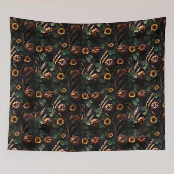 Item preview, Dark Autumn Harvest – Pumpkins, Wheat and Sunflowers designed and sold by ViktoriaARose.