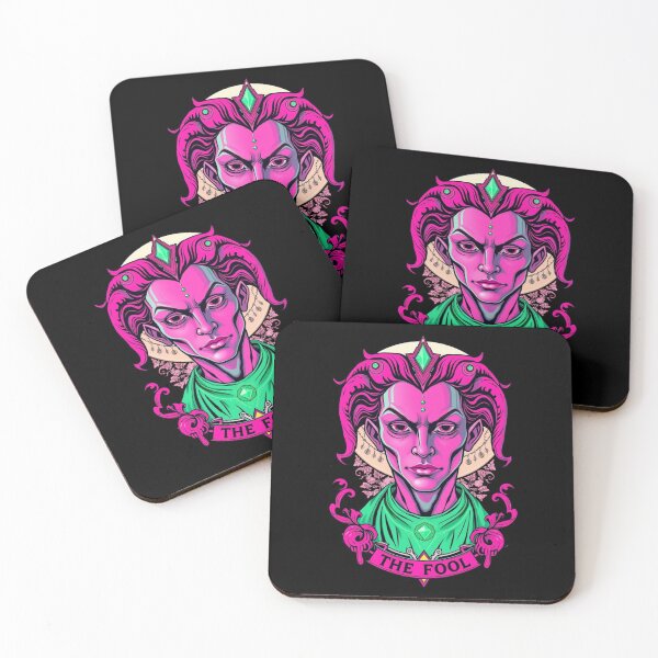Item preview, The Fool Tarot Card - Neon Gothic Jester Art designed and sold by ERODED SELF.