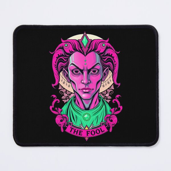 Item preview, The Fool Tarot Card - Neon Gothic Jester Art designed and sold by ERODED SELF.