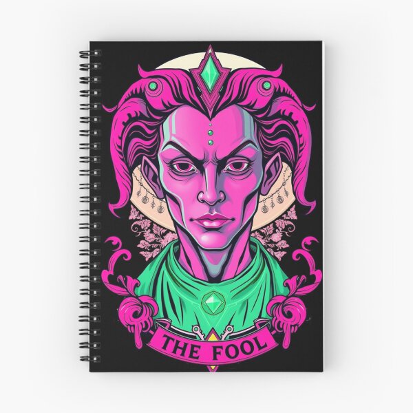 Item preview, The Fool Tarot Card - Neon Gothic Jester Art designed and sold by ERODED SELF.