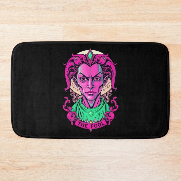 Item preview, The Fool Tarot Card - Neon Gothic Jester Art designed and sold by ERODED SELF.