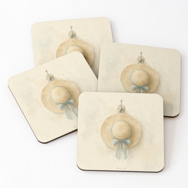 Item preview, Porch Straw Sun Hat Illustration | Coastal Wall Art designed and sold by FixationStudio.