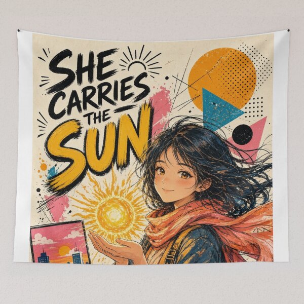 Item preview, She Carries the Sun: A Muse of Hope and Urban Warmth designed and sold by JonelleTshirts.