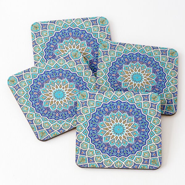 Item preview, Persian Tile Mosaic Traditional Blue Arabesque Pattern Iranian Architecture Art designed and sold by yousefi.