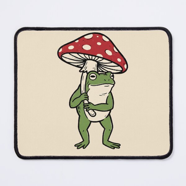 Item preview, Frog with Mushroom Umbrella Linocut designed and sold by Rariks.