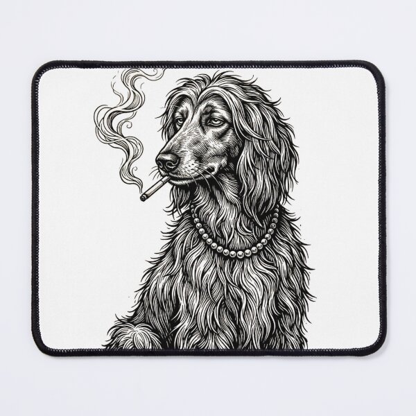 Item preview, Copy of Smoking Dachshund Diva with Pearls Vintage Engraving designed and sold by w66aboo.
