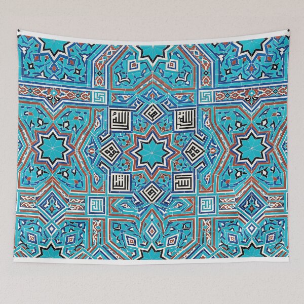 Item preview, Persian Tile Mosaic Traditional Blue Arabesque Pattern Iranian Architecture Art designed and sold by yousefi.