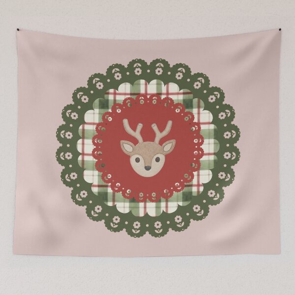Item preview, Christmas Reindeer & Tartan Plaid Vintage Holiday Ornament Art designed and sold by Liberarteprint.