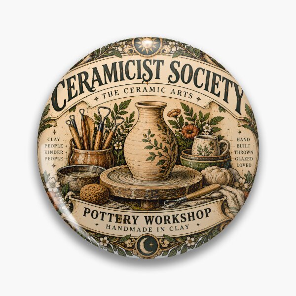 Item preview, Vintage Ceramicist Society Pottery Badge designed and sold by MysticCanvasAi.