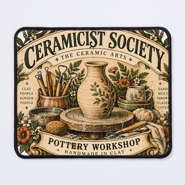 Item preview, Vintage Ceramicist Society Pottery Badge designed and sold by MysticCanvasAi.