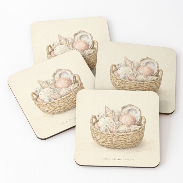 Item preview, Collected Not Curated Shell Basket Illustration | Coastal Wall Art designed and sold by FixationStudio.