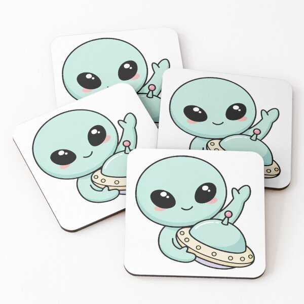 Item preview, Cute Kawaii Alien Waving with UFO designed and sold by Rariks.