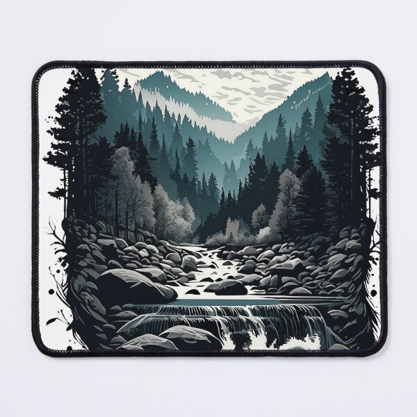 Item preview, Mountain River Wilderness Landscape designed and sold by H.M. Bright Design.