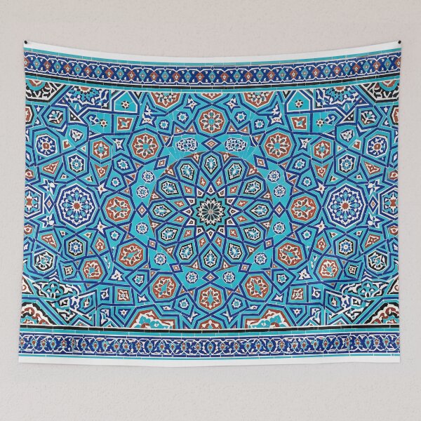 Item preview, Persian Tile Mosaic Traditional Blue Arabesque Pattern Iranian Architecture Art designed and sold by yousefi.