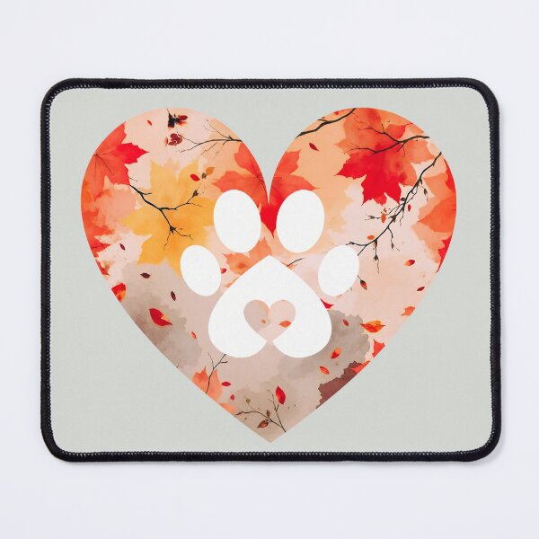 Item preview, Autumn leaves hearts and paw print designed and sold by 247DesignStudio.