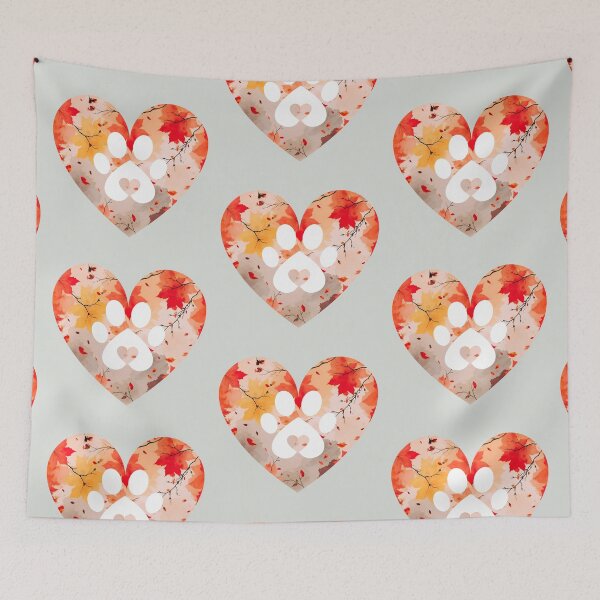 Item preview, Autumn leaves hearts and paw print  designed and sold by 247DesignStudio.