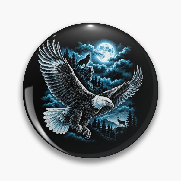 Item preview, Moonlit Eagle and Wolf Wilderness designed and sold by SassCity.