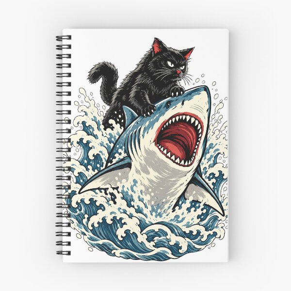 Item preview, Wild Black Cat Riding a Shark designed and sold by Nordo Studio.