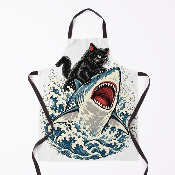 Item preview, Wild Black Cat Riding a Shark designed and sold by Nordo Studio.